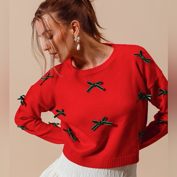 SO ME Ribbon Bow Applique Sweater - Picture 1 of 5